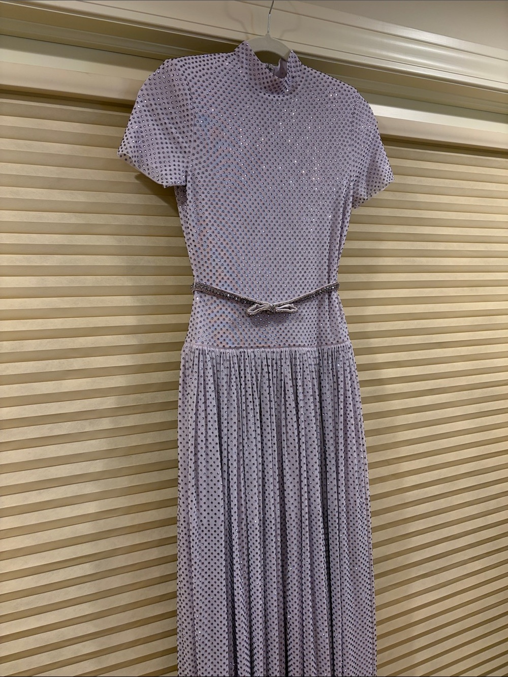 🔥CLEARANCE🔥NWOT Self-Portrait Lavender Polka-Dot Midi Dress with Belt, Size US 2 - Picture 4 of 13